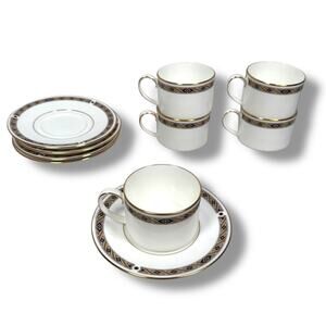Noritake New Lineage Cup & Saucer White Bone China Sinclair 4738 Japan Set of‎ 5